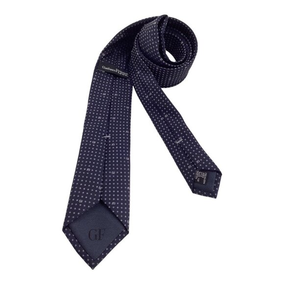 GIANFRANCO FERRÉ Blue Geometric Monogrammed Silk Slim Tie Italy W: 2.8" EX COND - Picture 2 of 5